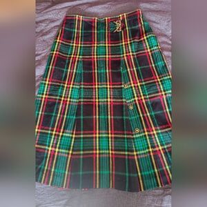Horst Basler - Plaid Pleated Wool Skirt